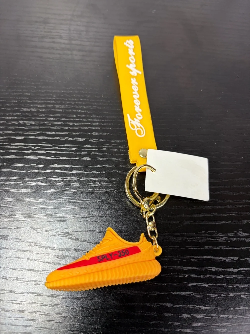 Yellow Red Sneakers Keychain with Gold Hardware and Sneaker Charm
